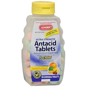 Leader Extra-Strength Antacid Chewable Tablets, 750 mg (96 Count)