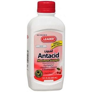 Leader Antacid Liquid Suspension, 12 oz., Cherry