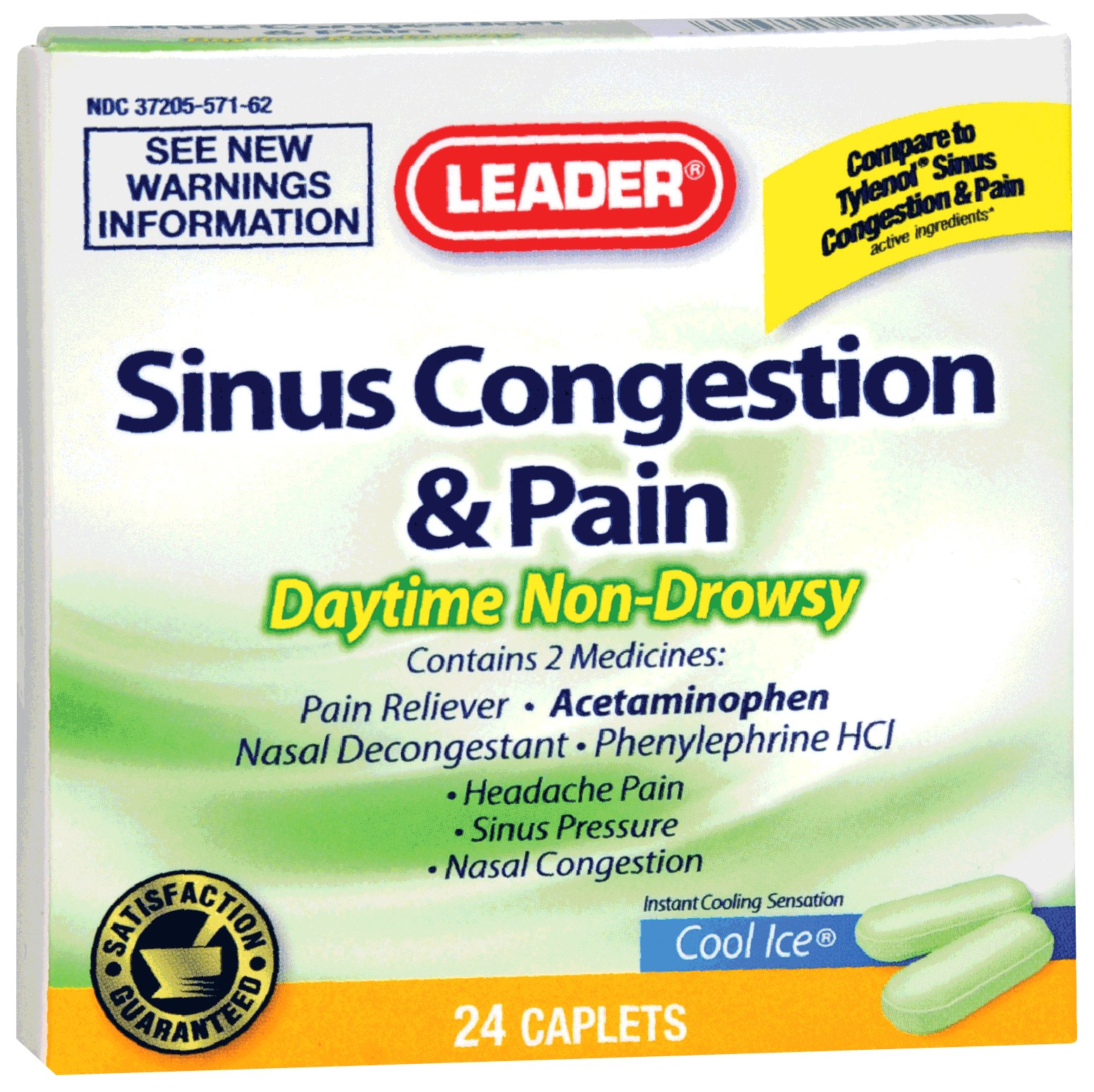 Leader Daytime Sinus Decongestant and Pain Relief Caplets (24 Count)