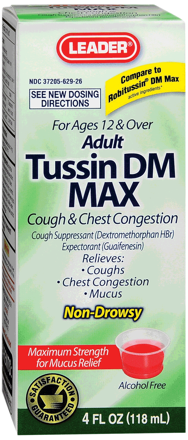 Leader Tussin DM Max Liquid Formula for Adults, 4 oz.