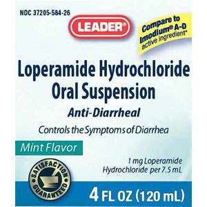 Leader Loperamide Hydrochloride Anti-Diarrheal Liquid, Mint, 4 oz.
