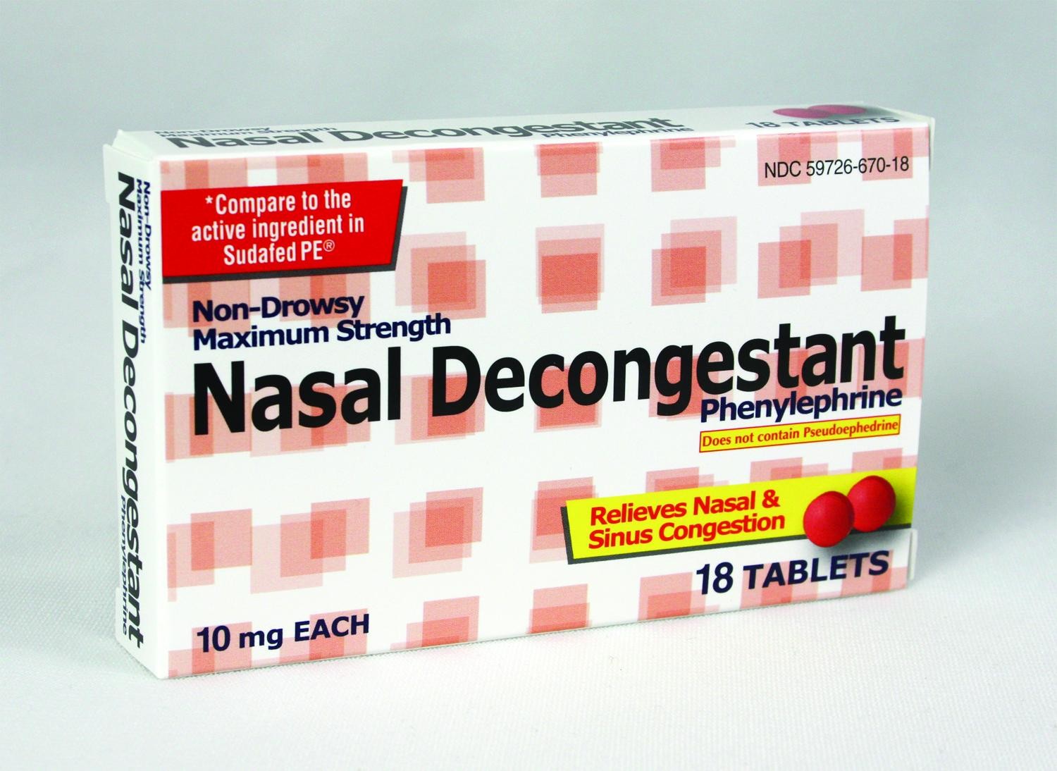 Nasal Decongestant PE 10 mg Tablet (18 Count)