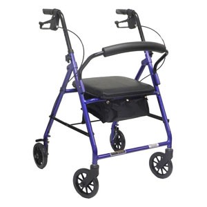 Economy Rollator with Loop Brakes and Pouch, Blue