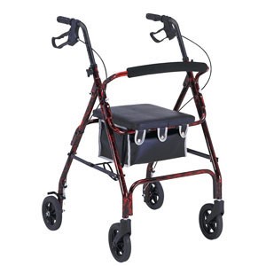 "6"" Wheel Aluminum Rollator with Loop Brakes, Black"