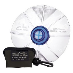 CPR Mask With One-Way Valve, Key Chain Bag, Black