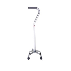 Small Base Offset Quad Cane, Silver