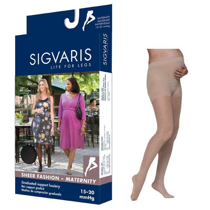Sheer Fashion Maternity Pantyhose, Size D, 15-20 mmHg, Natural
