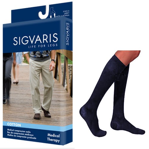 Cotton Comfort Calf, 20-30, Large, Long, Closed, Navy