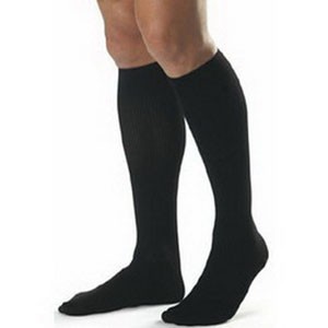 Cotton Comfort Men's Knee-High Compression Stockings Medium Long, Black