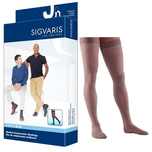 Cotton Comfort Thigh-High with Grip Top, 20-30, Large, Short, Closed, Crispa