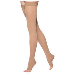 Cotton Comfort Thigh-High with Grip-Top, 30-40, Medium, Long, Open, Crispa