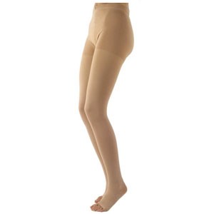 Natural Rubber Pantyhose, 30-40 mmHg, Medium, Full, Long, Open Toe, Beige