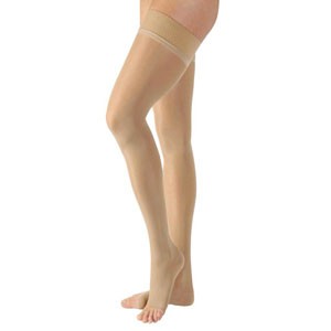 Natural Rubber Thigh-High, 30-40, Small, Average, Short, Open, Beige
