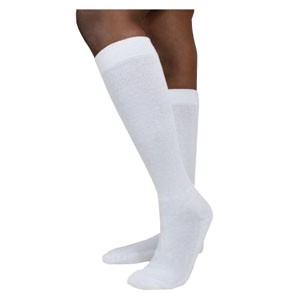 Diabetic Compression Socks, Calf, 18-25, Medium, Short, Closed, White
