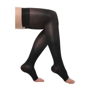 EverSheer Thigh-High with Grip-Top, 20-30 mmHg, Large, Long, Open Toe, Black