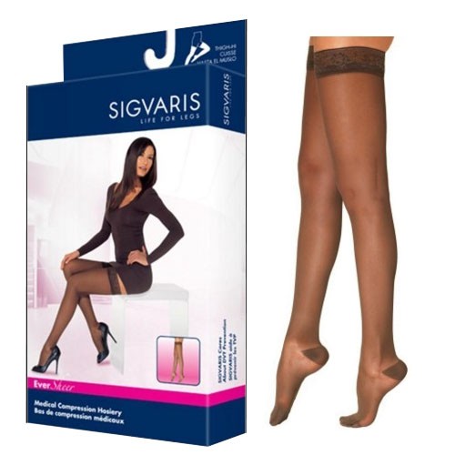 EverSheer Thigh High with Grip-Top, 20-30, Medium, Short, Closed, Nightshade