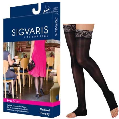 EverSheer Thigh-High with Grip-Top, 20-30, Extra Large, Long, Open, Black