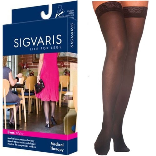 EverSheer Thigh-High with Grip-Top, 30-40, Large, Long, Closed, Black