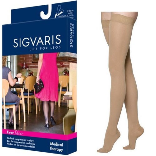 EverSheer Thigh-High with Grip-Top, 30-40, Small, Short, Closed, Natural