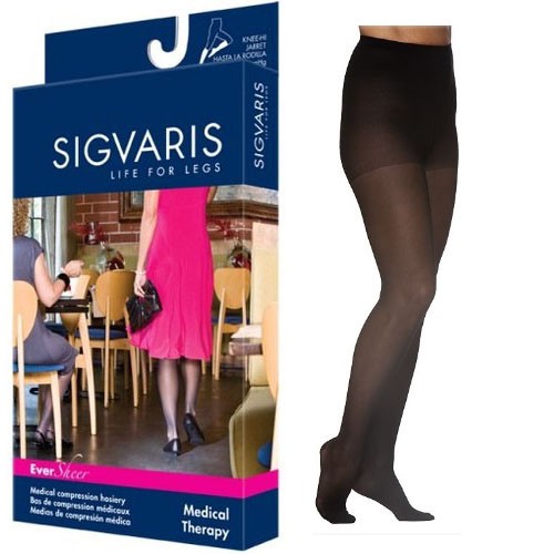 EverSheer Pantyhose, 30-40, Large, Long, Closed, Black