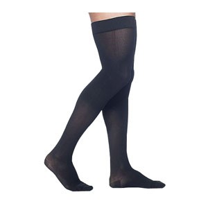 Midtown Microfiber Thigh-High with Grip-Top, 30-40, Large, Short, Closed, Black