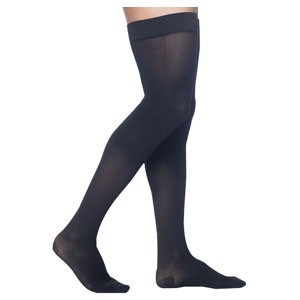 Midtown Microfiber Thigh-High with Grip-Top, 30-40, Small, Short, Closed, Black