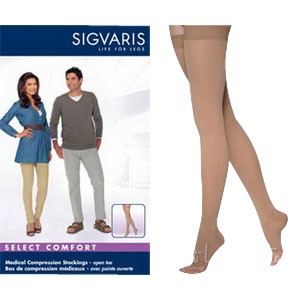 Select Comfort Thigh-High Compression Stockings with Waist Attachment L2, Crispa