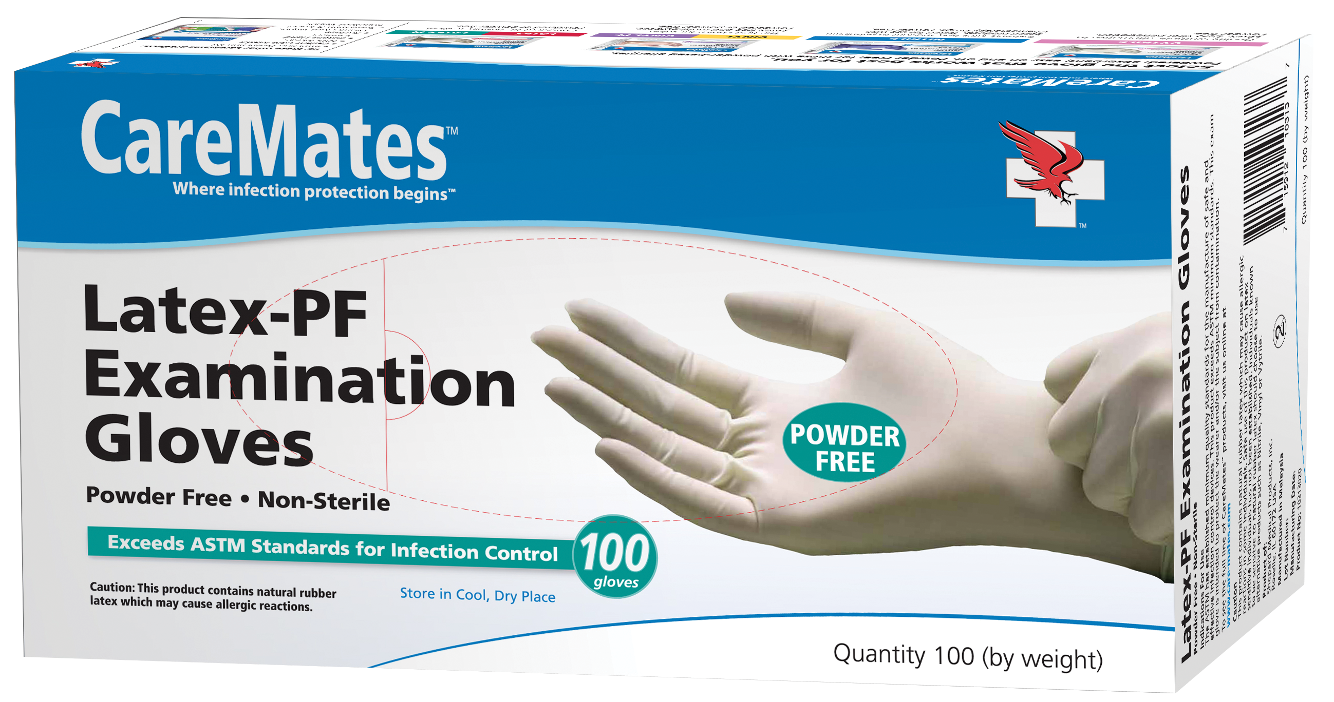 CareMates Vinyl Powder-Free Disposable Examination Gloves, X-Large