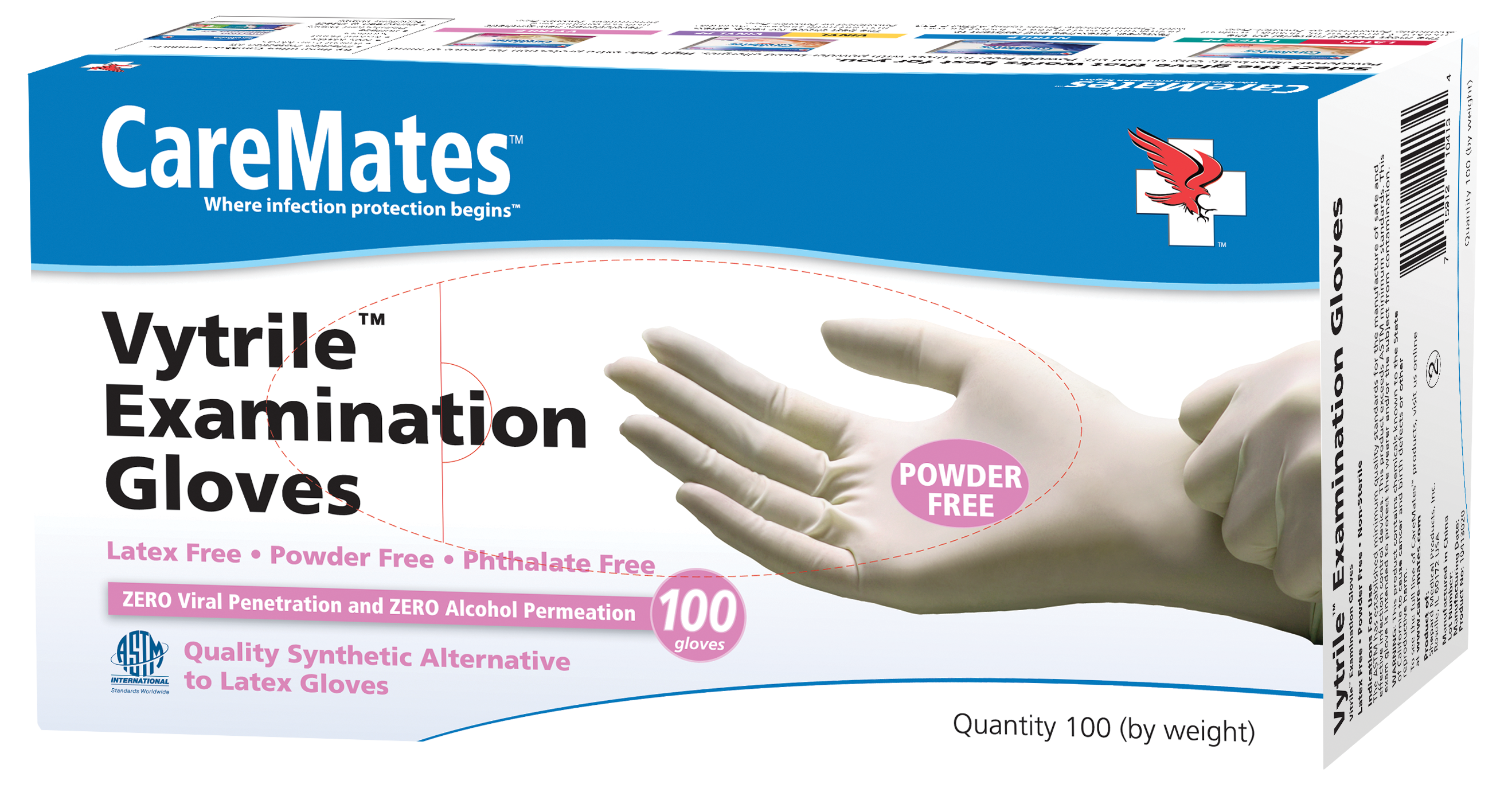 CareMates Vytrile Powder-Free Disposable Examination Gloves, Medium