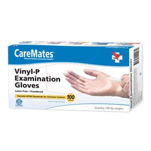 CareMates Vinyl Powdered Examination Gloves, Small