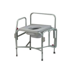 Duty Drop Arm Commode with Elongated Seat, 600 lb. Weight Capacity, Dove Gray