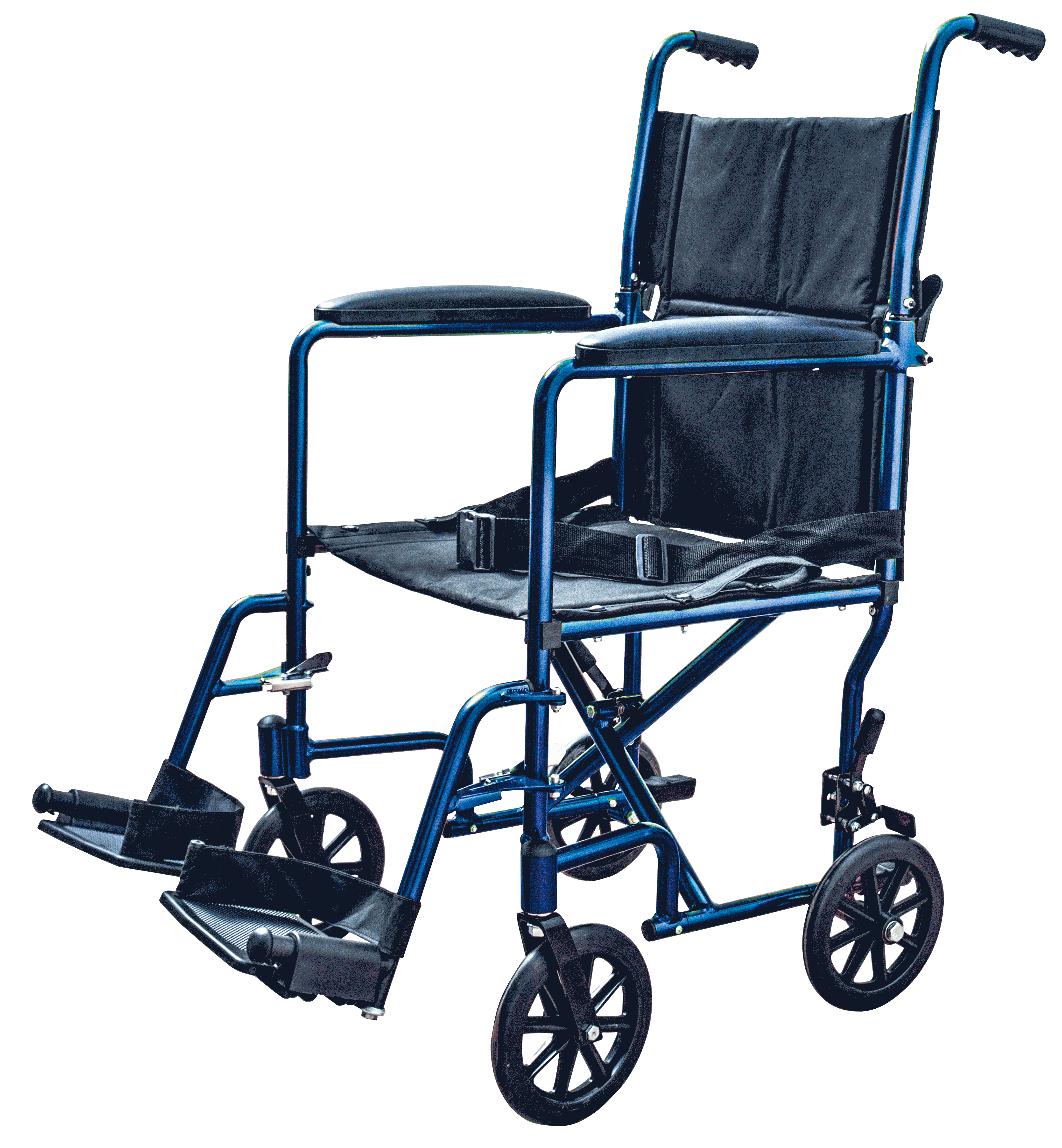 "Transport Chair with Swing Away Foot Rest 19"" Width, Aluminum, Blue"