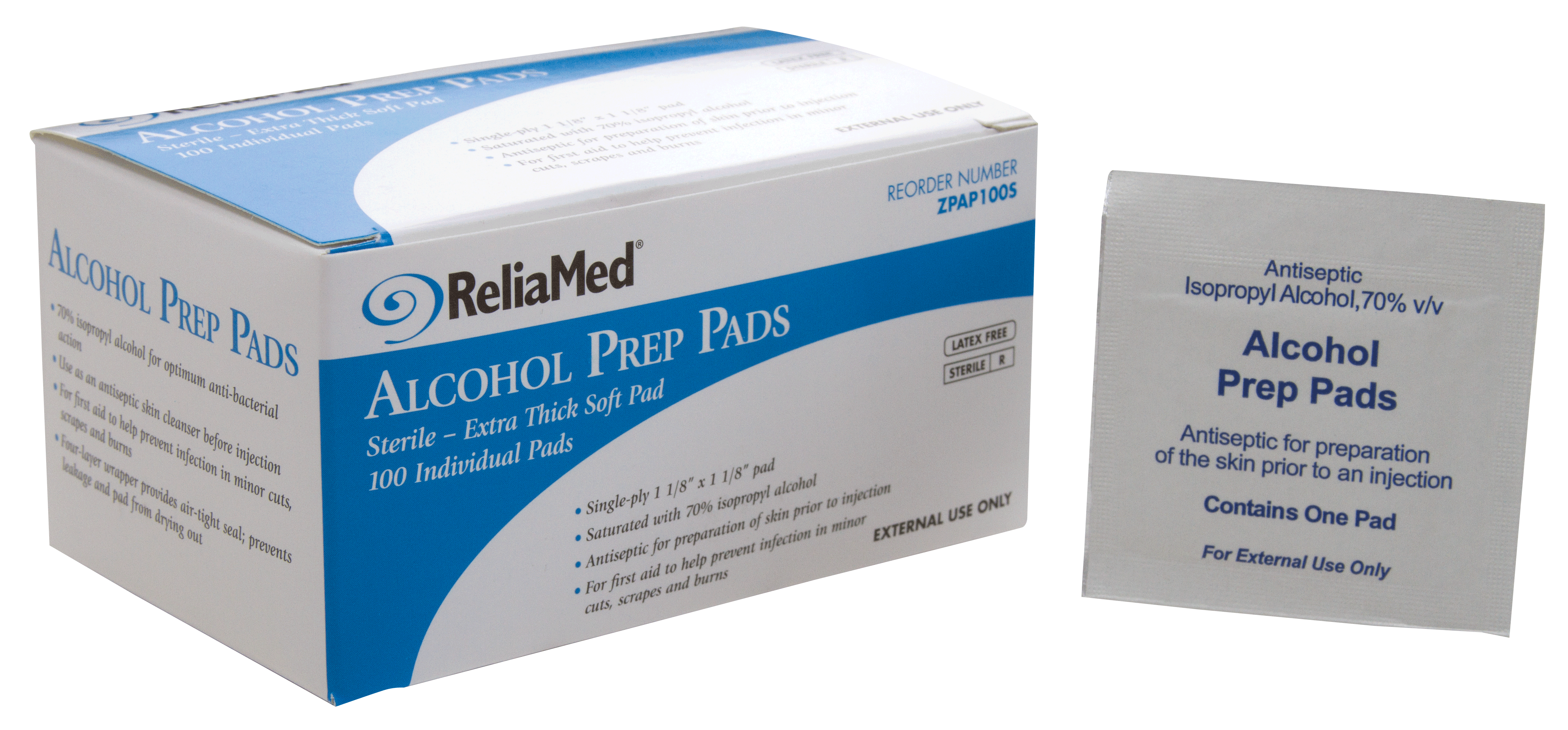ReliaMed Sterile Alcohol Wipe, 1-Ply, 1-1/8" x 1-1/8" (100 count)