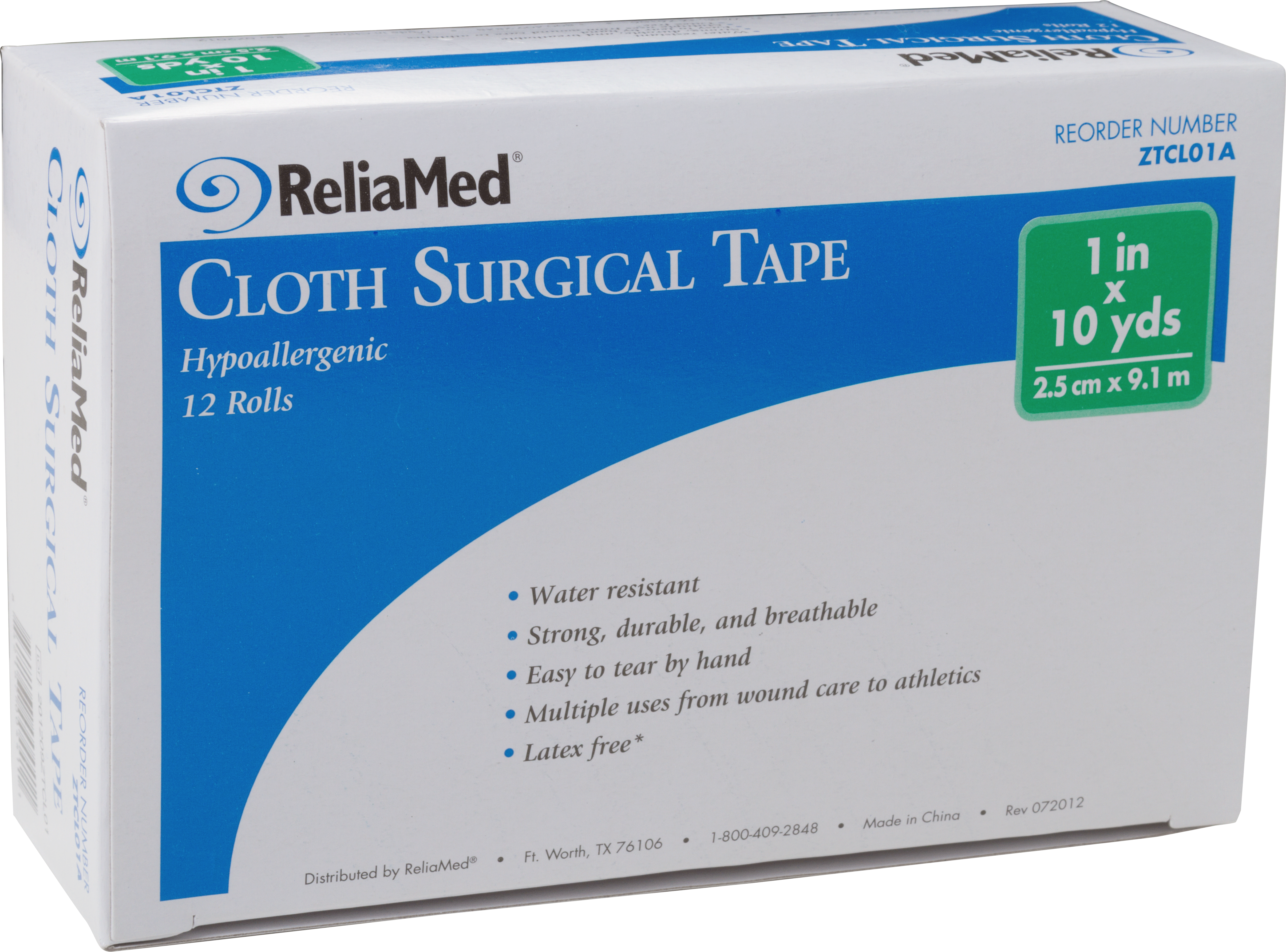 "ReliaMed Cloth Surgical Tape 1"" x 10 yds."
