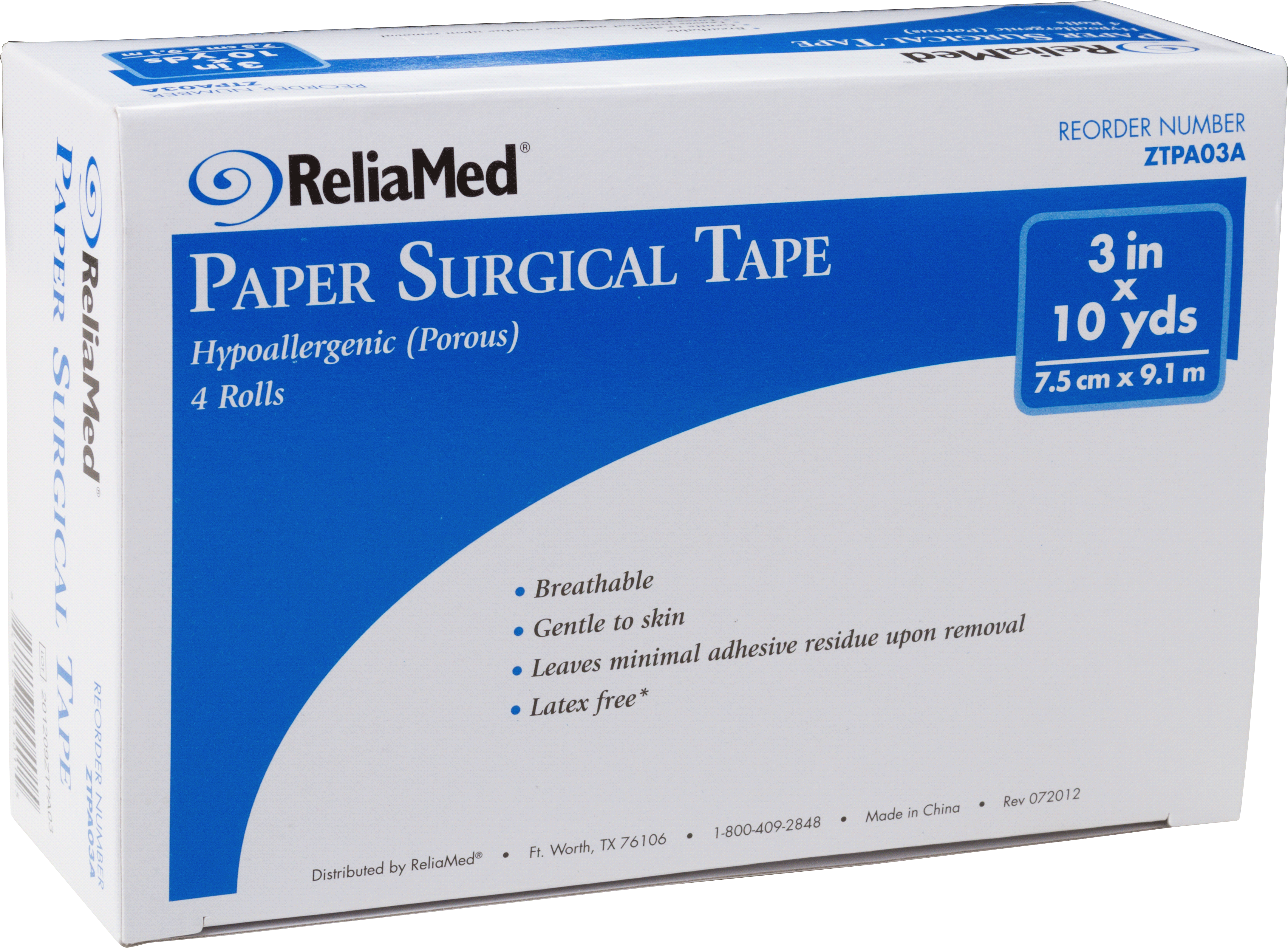 "ReliaMed Paper Surgical Tape 3"" x 10 yds."