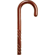 "Spiral Tourist Handle Cane, Rose Stain, 36"" - 37"""
