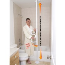 Security Pole and Curve Grab Bar, White