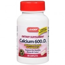 Leader Calcium 600mg with Vitamin 400IU Caplets (60 Count)
