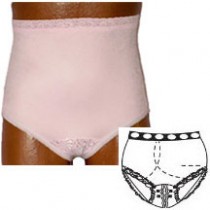 "OPTIONS Ladies' Basic with Built-In Barrier/Support, White, Center Stoma, Small 4-5, Hips 33"" - 37
