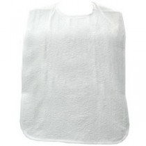 "Adult Bib with Velcro Closure and Vinyl Backing, White, 18"" x 30"""