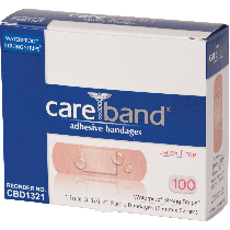 "CareBand Waterproof Bandage Strip with Island Pad, 1"" x 3-1/4"""