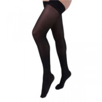 Health Support Vascular Hosiery 20-30 mmHg, Full Length Thigh, Closed Toe, Sheer, Black, Regular Siz