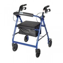 "Durable 4-Wheel Rollator with Fold-Up Removable Back, 8"" Casters and Loop Locks, Red"