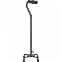 Quad Cane with Small Base and Vinyl Contoured Grip, Chrome