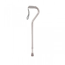 Walking Cane with Offset Handle with Foam Rubber Grip, Silver