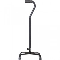 Quad Cane with Large Base and Vinyl Contoured Grip, Black