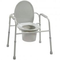 Deluxe All-In-One Welded Steel Commode with Plastic Armrests