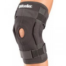 "Hinged Wraparound Knee Brace, Black, Large 16-20"""