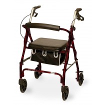 Jr. Size Rollator with Loop Brakes and Basket, Burgundy