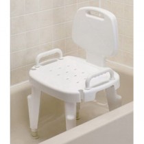 Bath Safe Adj Shower Seat w/Arms & Back, Brown Box